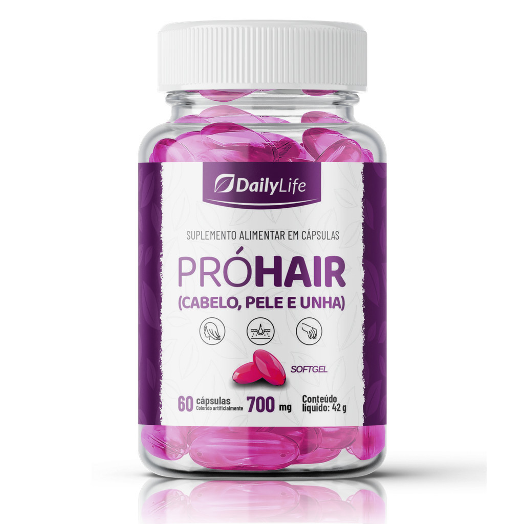 Vitamina Capilar Pro Hair Biotina Silício 60 Cápsulas Softgels - DailyLife em Oferta na Shopee