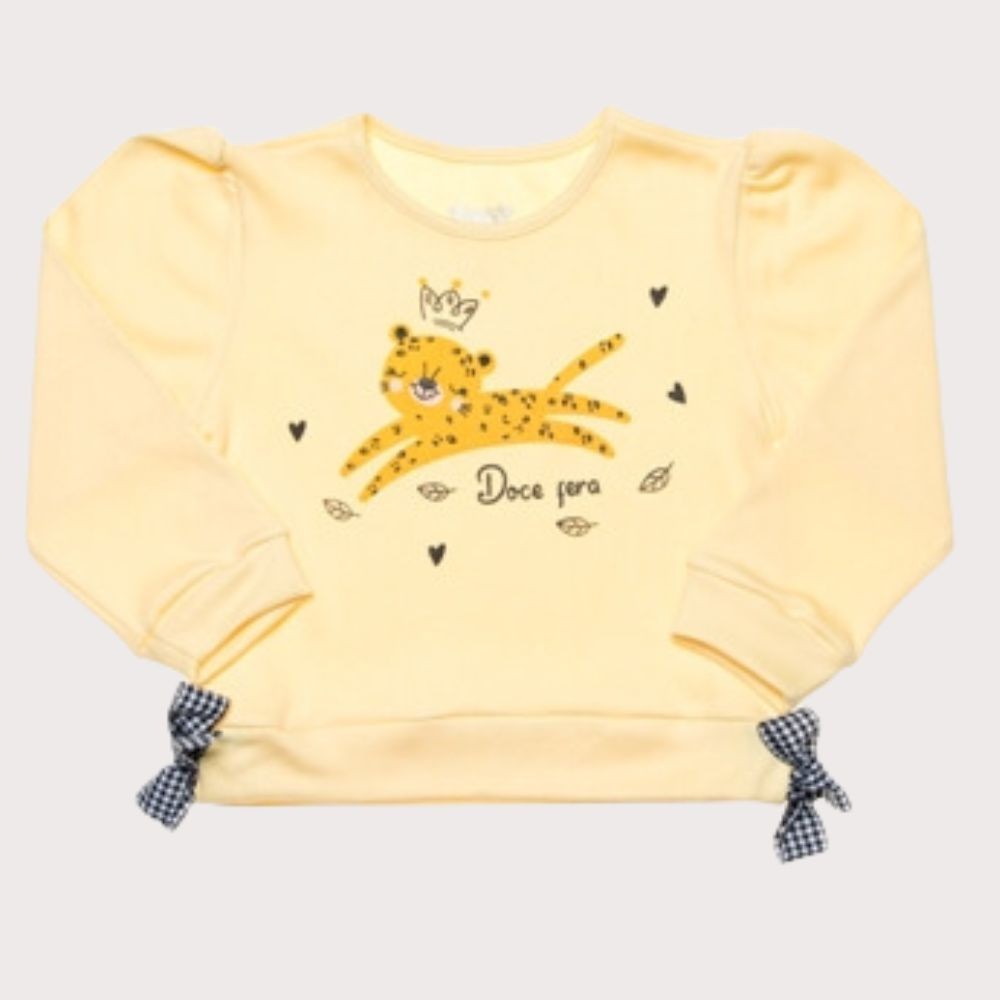Camiseta Infantil Menina ML Suedine Algodão Oncinha Didi