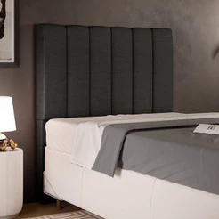 Cabeceira Cama Box Solteiro 100 cm Dália W01 Linho Chumbo - Lyam Decor