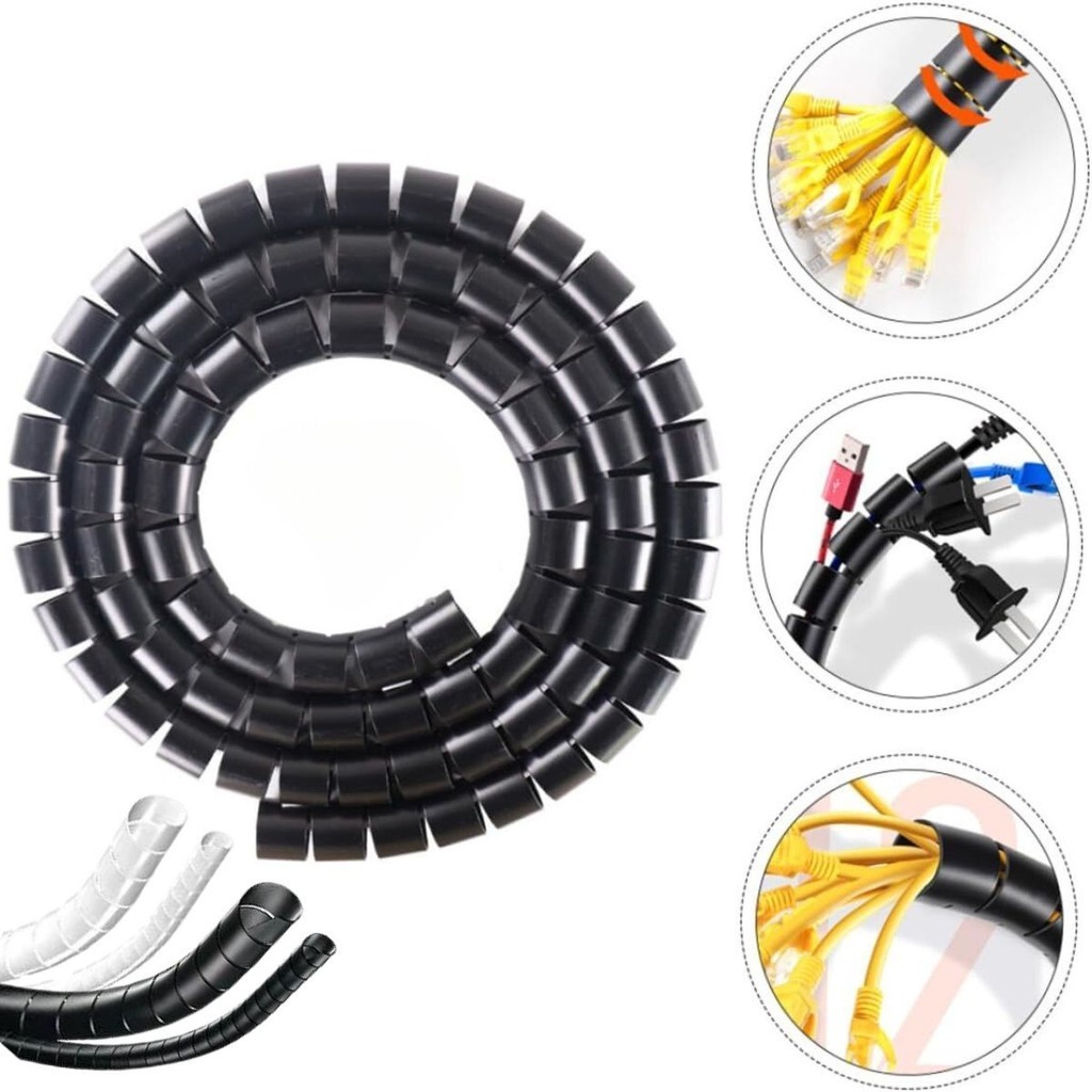 Organizador Esconde Fios 12mm 2 Metros 1/2 Cabos Espiral Tv Setup Informática Guaina Spiraduto