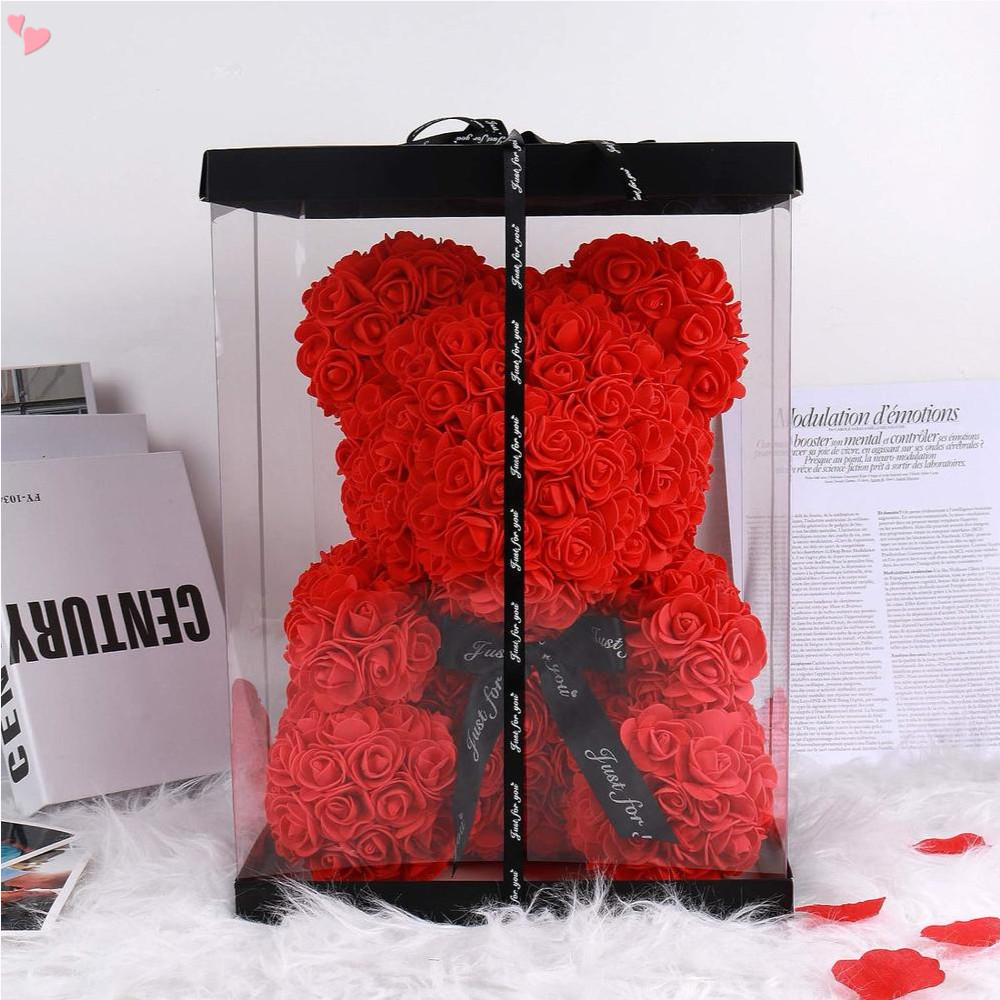 Dia Das Mães Presentes De Urso De Rosa Para Ela , Flor De 10 Polegadas Namorada Esposa , Presente Romântico Aniversário