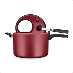 Panela de Pressão Cereja Visor de Vidro Fechamento Interno 8L de Alumínio Antiaderente MTA 6035