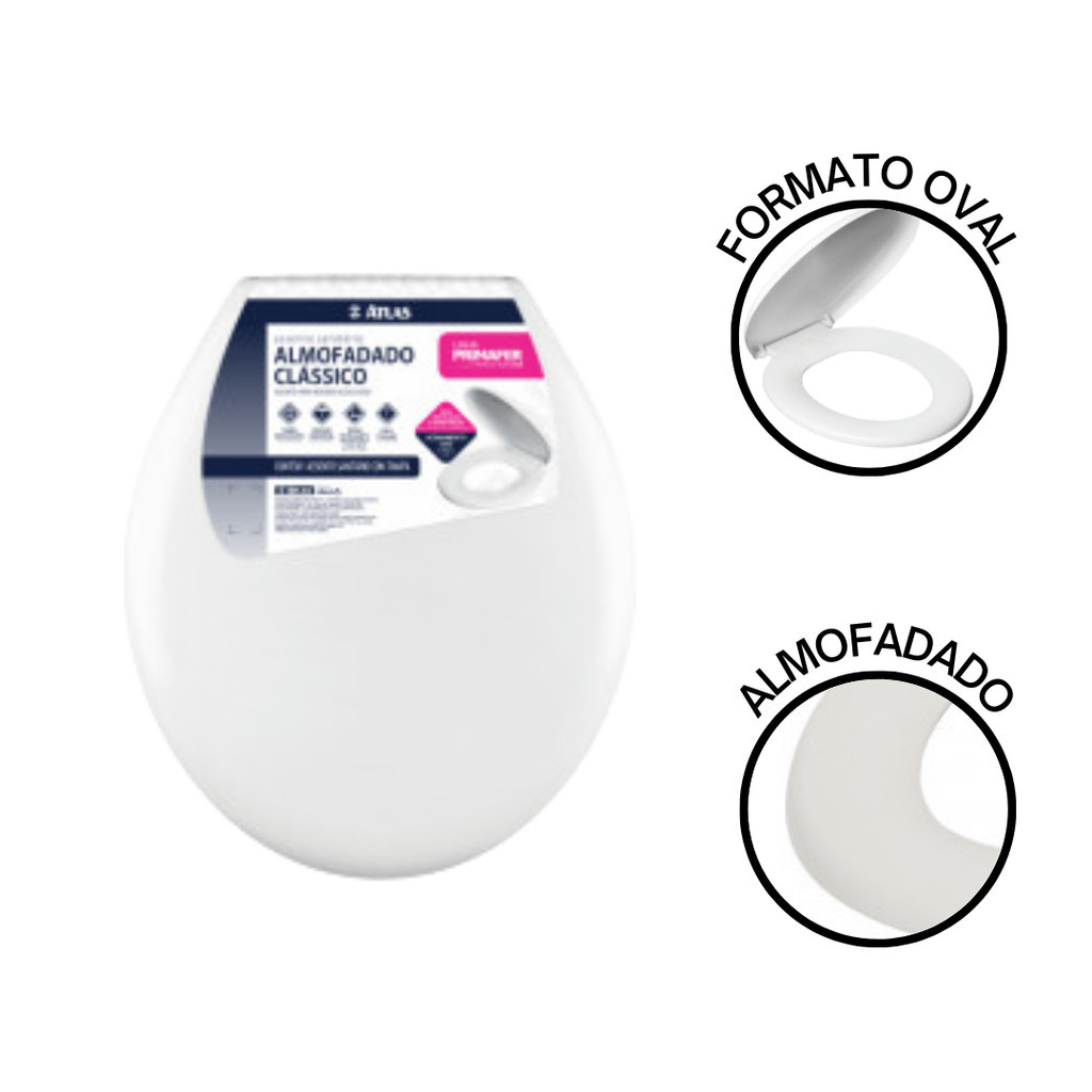 Assento Vaso Sanitário Almofadado Clássico Atlas em Oferta na Shopee