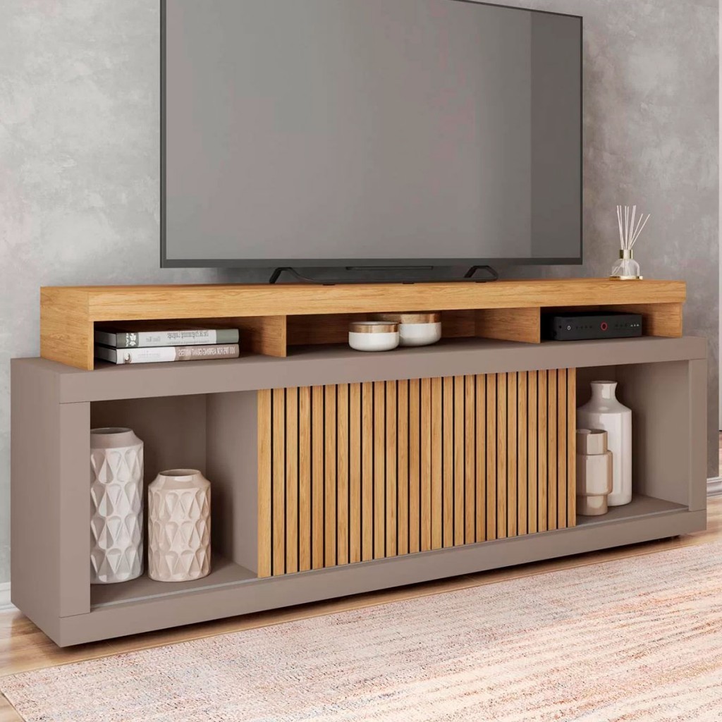Rack para TV 75 Polegadas 2 Portas com Ripado Aegon - Home & Living