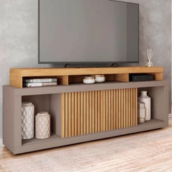 Rack para TV 75 Polegadas 2 Portas com Ripado Aegon