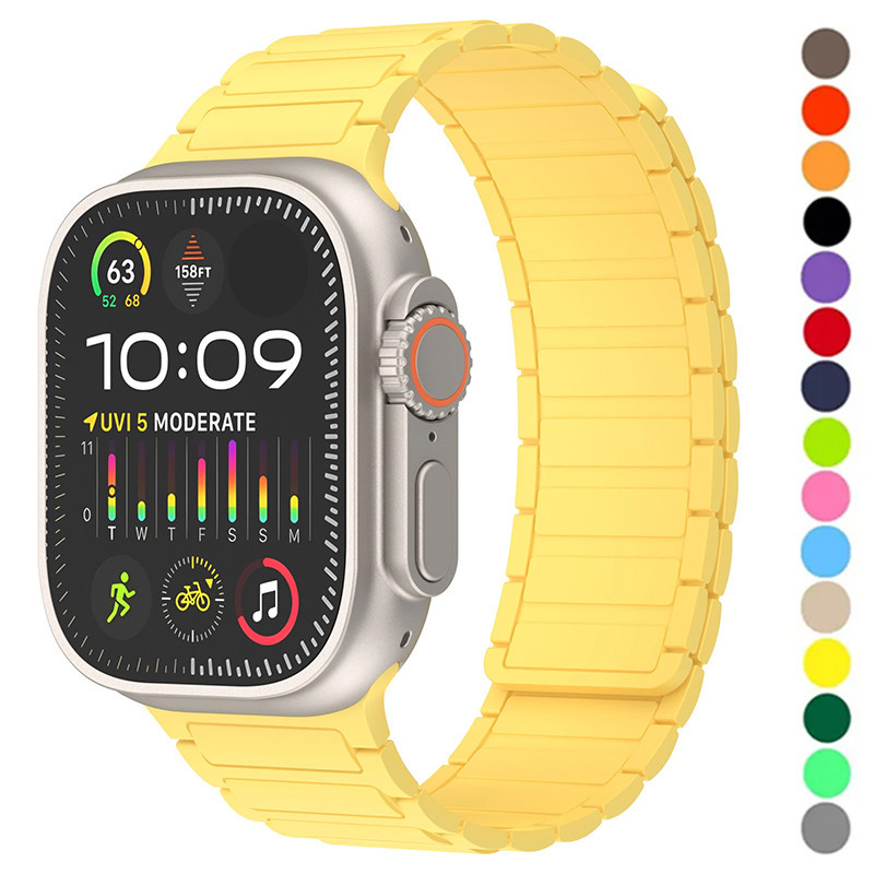 Pulseira Magnética De Silicone Compatível Com O Relógio Apple Ultra 2 49mm 45mm 41mm 44mm 42mm IWatch Série 9 8 7 6 5 4