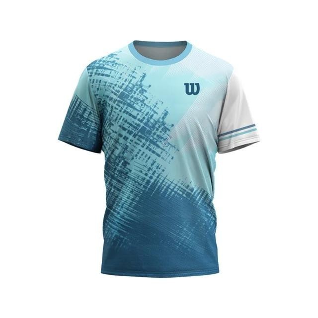 Camiseta Esportiva De Verão casual De Secagem Rápida Com Decote Em O badminton Tênis De Mesa Para Homens De Corrida Ao Ar Livre De Manga Curta Excesso De Tamanho