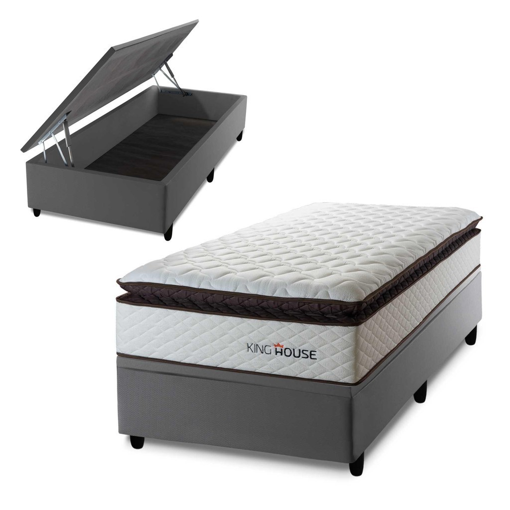 Conjunto Box Baú San Diego Branco 96x203x74 Espuma D33 em Oferta na Shopee