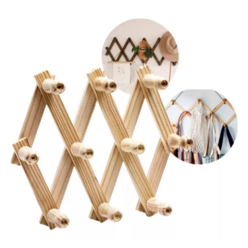 Kit 2 Cabideiros De Parede Organizador Sanfonado Roupa Bolsa