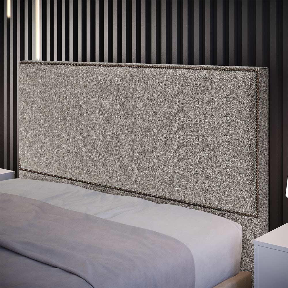 Cabeceira Cama Box Casal Com Tachas 140 cm Vicenza L02 Bouclê Bege - Lyam Decor