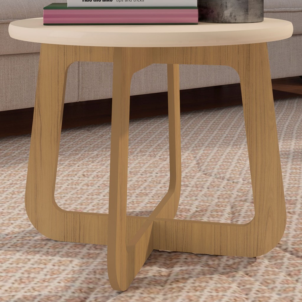 Mesa de Centro Jasmin 100% Mdf Off White/Carvalho - Artely Móveis em Oferta na Shopee