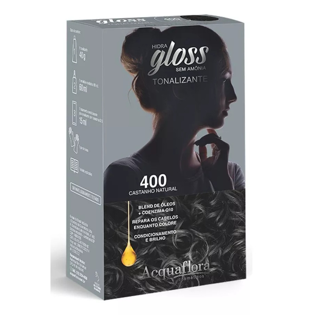 Kit Tononali Hidra Gloss Acquaflora Castanho Natural Tom 400 em Oferta na Shopee