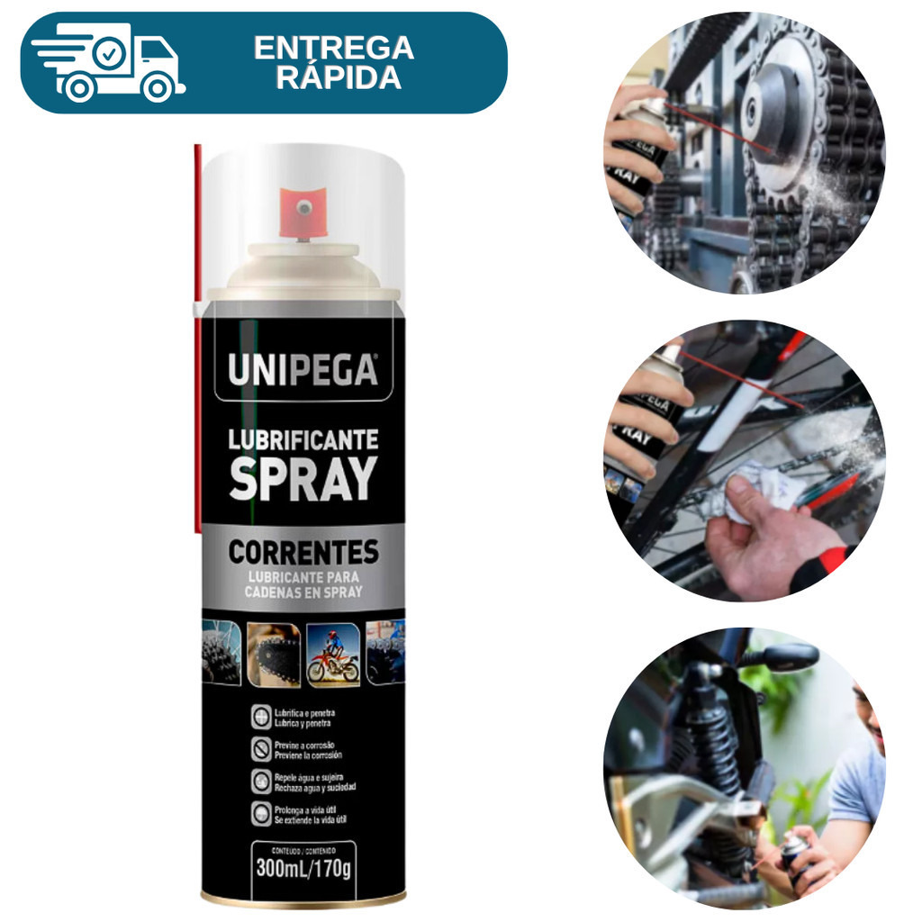 Lubrificante Spray Para Correntes 300ml Unipega Bicicleta Engrenagem Moto Bike Portão Automático
