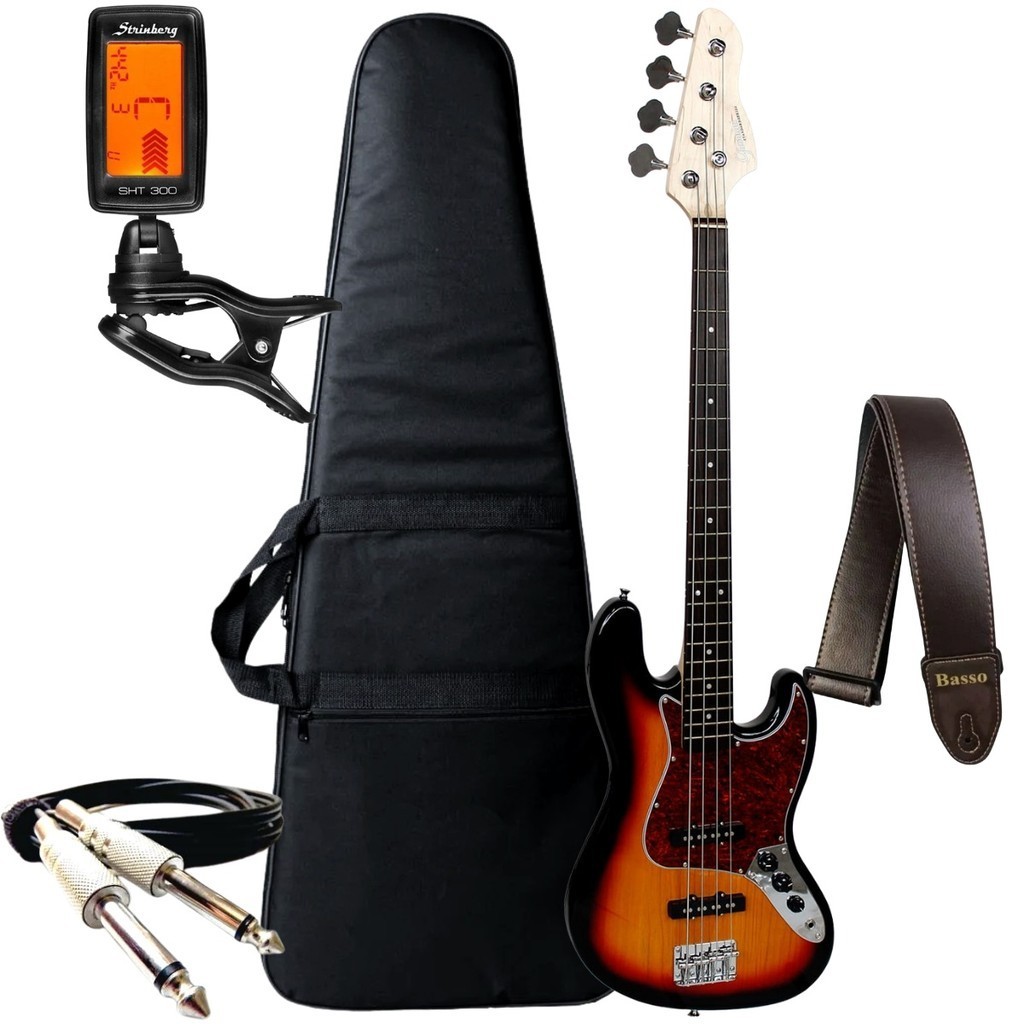Kit Contra Baixo Giannini 4 Cordas Gb100 Passivo Jazz Bass + Acessórios em Oferta na Shopee