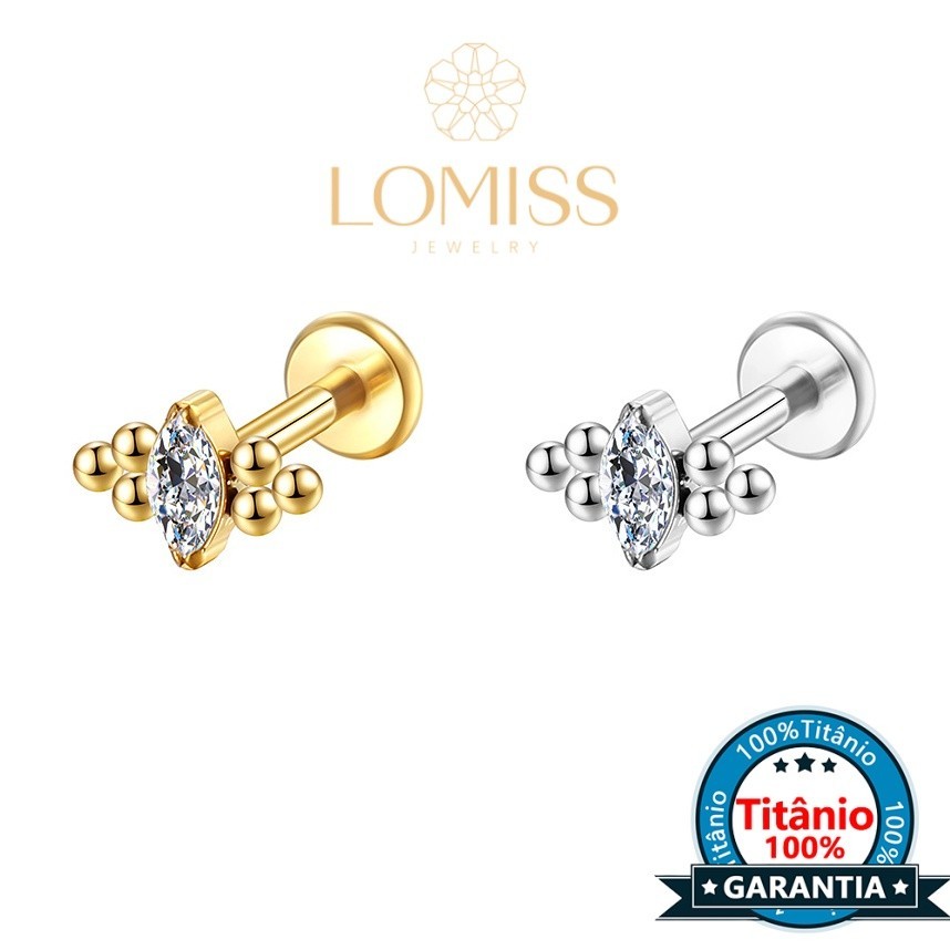 【LOMISS】Piercing  Hélix Tragus Conch Boca-Medusa Labret Titânio G23 PVD Indiano Zircônia Lomiss piercing - Fashion Accessories