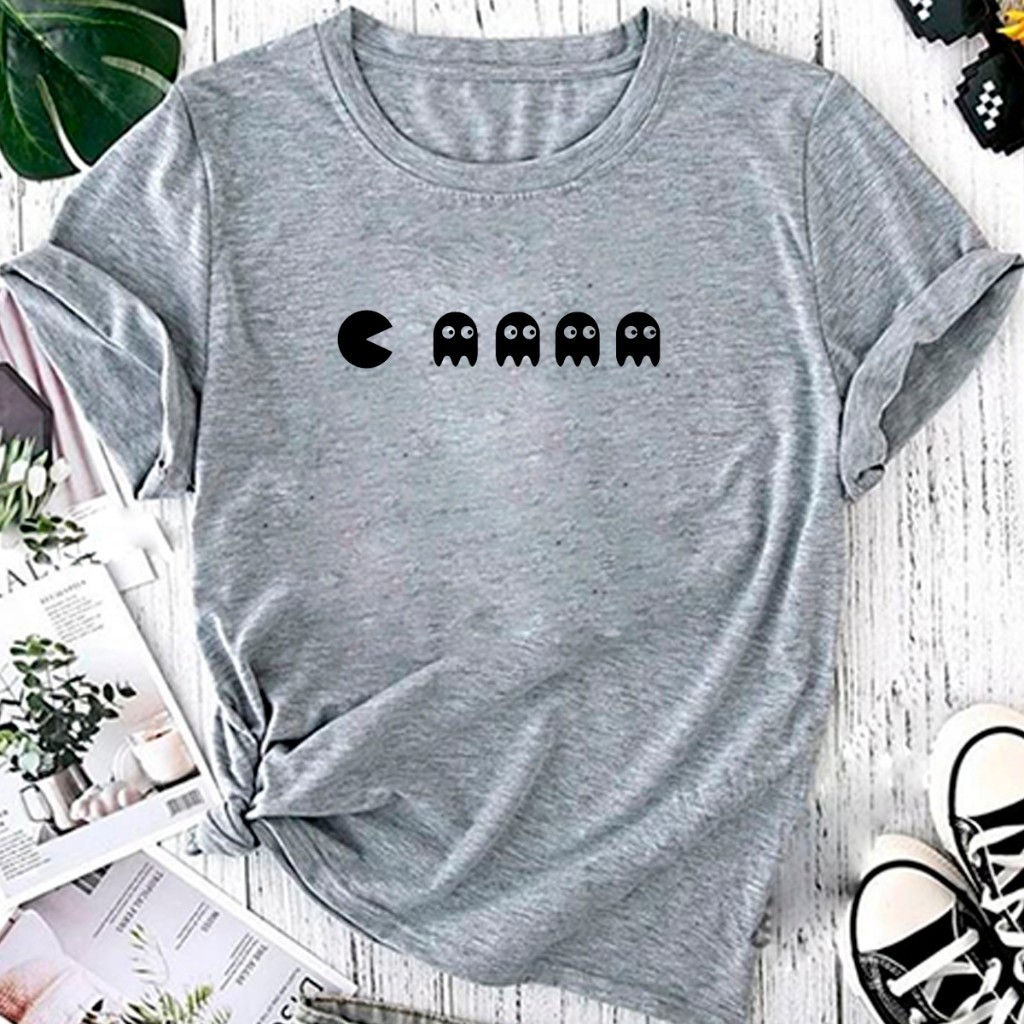 Camisa T-shirt Linda Camiseta Feminina Pac Man Granfina Shops Garanta a Já a Sua!