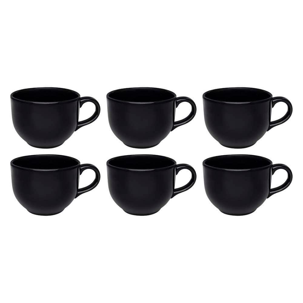 Conjunto de 6 Canecas 740ml Biona Jumbo Preta, Cerâmica
