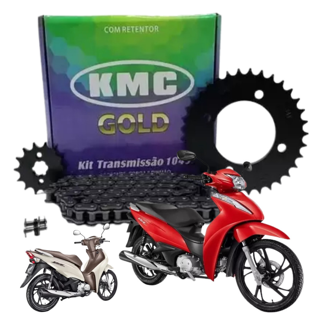 Kit Relação Tração Transmissão Honda Biz 110 Biz 125 2005 2006 2007 A 2025 C/ Retentor Original Kmc