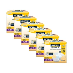 Kit 6 Fraldas Geriátricas Bigfral Derma Plus XG com 14un cada