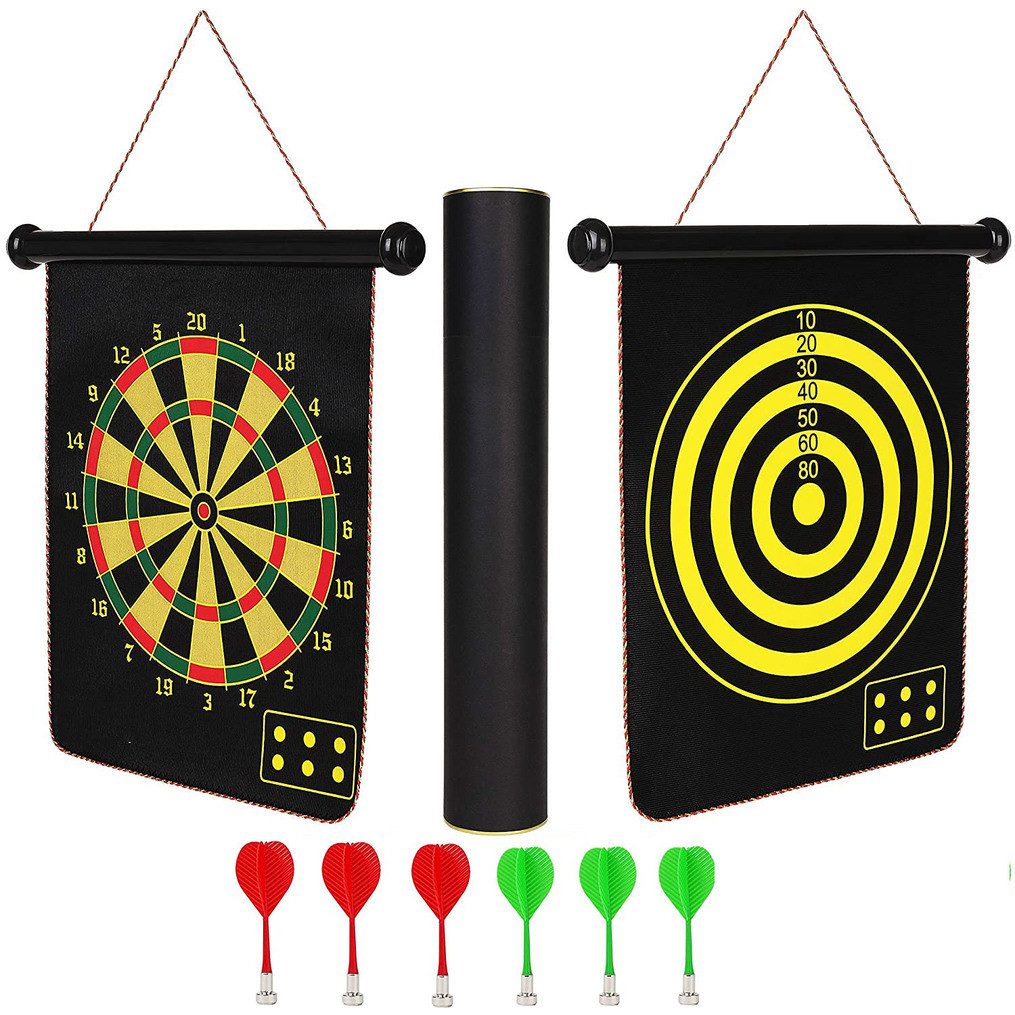 Jogo De Dardos Profissional Magnético com Alvo Dupla Face Dobrável 41x48 6 Dardos Dardo
