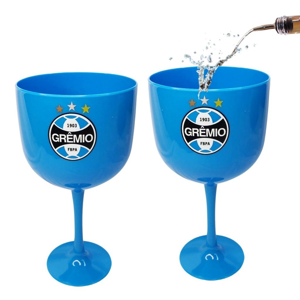 Kit 2Un Taça Copo Gin Drinks Coquetéis Bebidas 580ml Festa Time Grêmio Azul Oficial