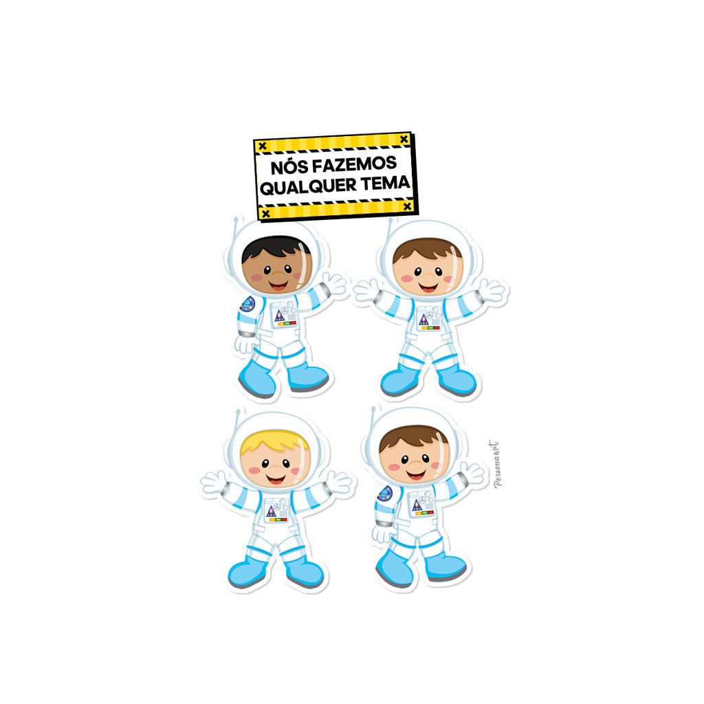 15 Apliques topper 8cm caixas, tubetes Aplique Tag Topper Personalizado Astronauta Azul