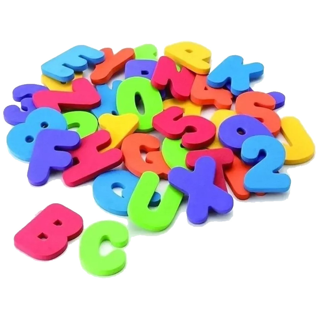 Letras E Números Alfanumérico em Eva Colorido 36 Peças 8CM em Oferta na Shopee