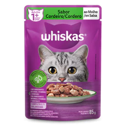 Kit 20 Sachês Whiskas Gatos Adultos Cordeiro ao Molho 85gr