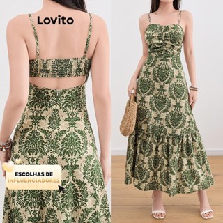(KOL‘s pick) Lovito Boho Paisley Ruffle Hem Vestido franzido para mulheres L109MD122 em Oferta na Shopee