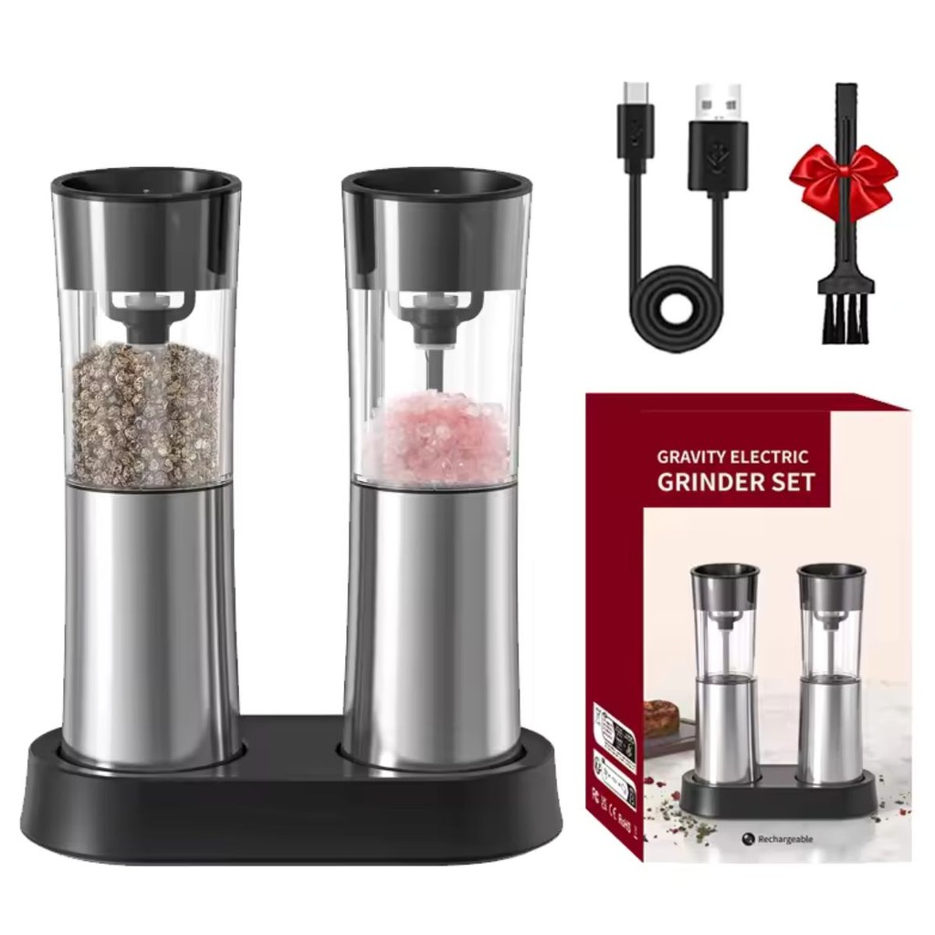 Kit 2 Moedor Elétrico Pimenta Sal Inox Gravidade Recarregável em Oferta na Shopee