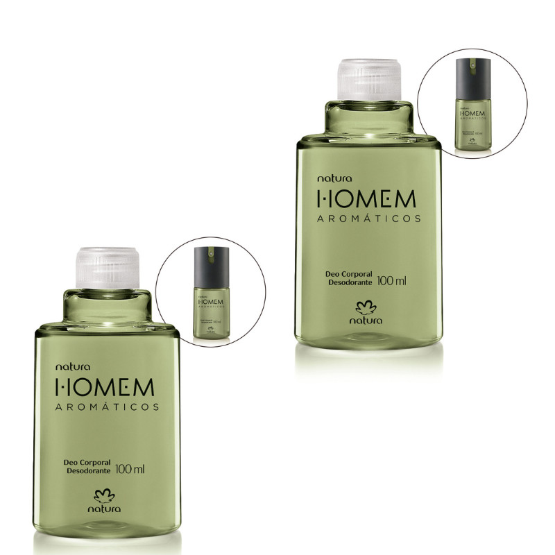 Kit 2 Refil Desodorante Corporal Natura Homem Aromáticos 100 ml