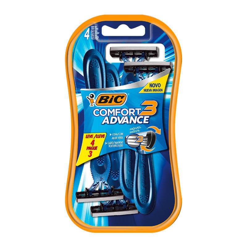 Aparelho de Depilar Bic Comfort 3 Advance Normal Leve 4 pague 3 Unidades em Oferta na Shopee