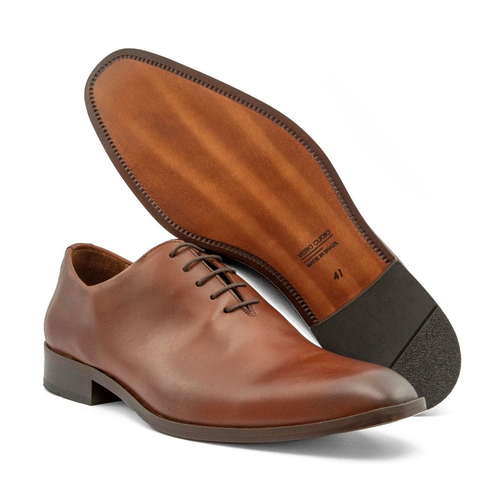 Sapato Social Masculino em Couro Legitimo Elegante Sola de Couro Confortável Wholecut Vero Cuoio