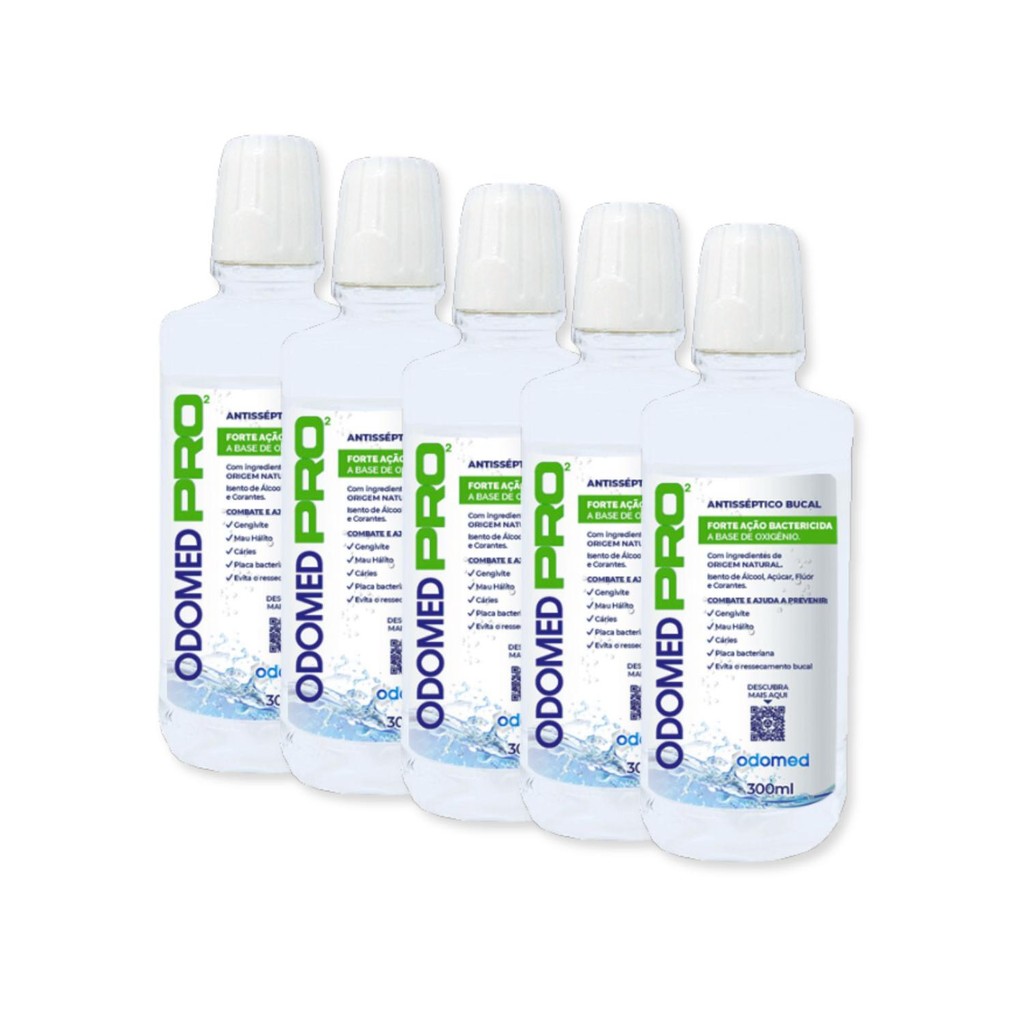 5 Enxaguantes Antisseptico Bucal Odomed Pro 300ml