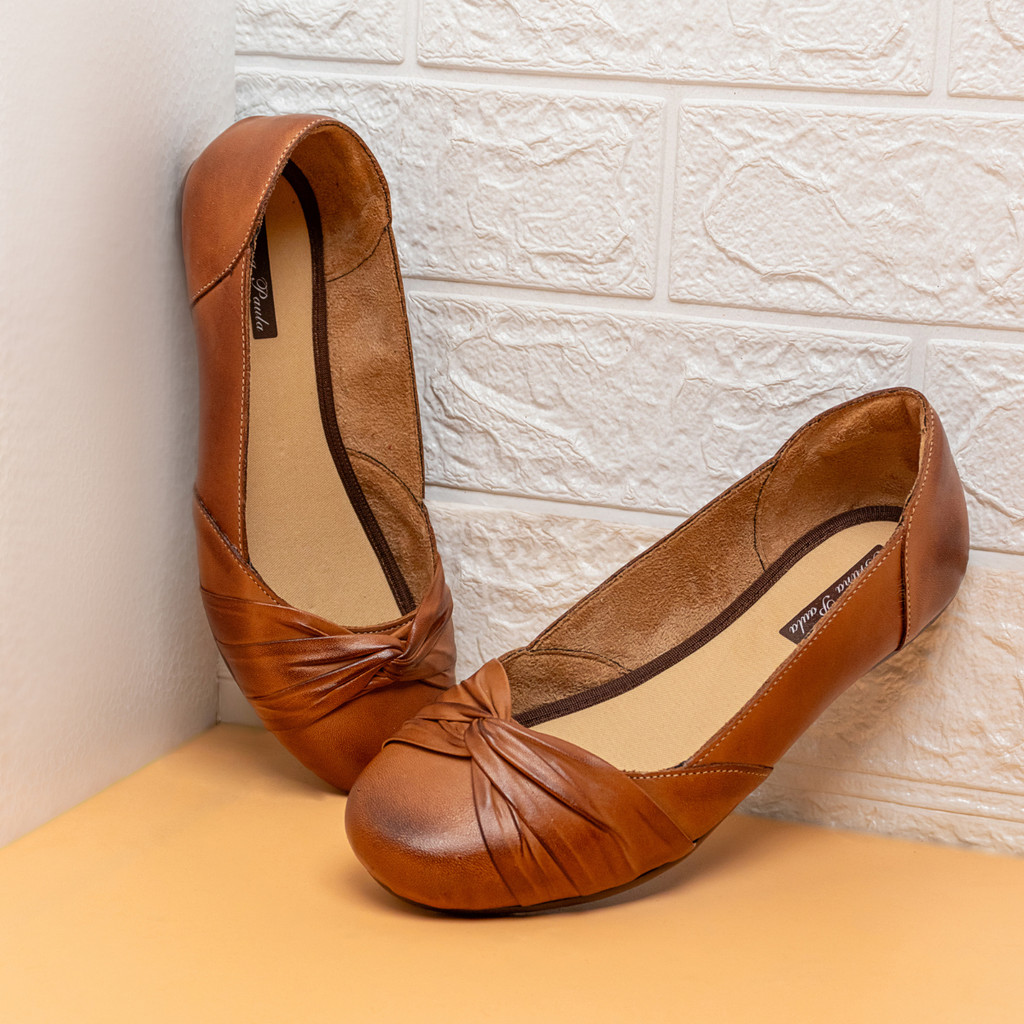 Sapatilha feminina em couro estilo praticidade conforto em Oferta na Shopee