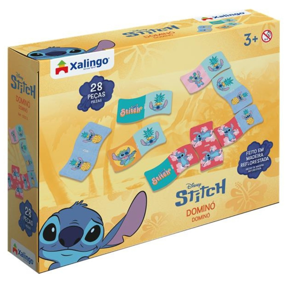 JOGO DOMINÓ STITCH 28 PEÇAS MADEIRA REFLORESTADA XALINGO DISNEY FAMÍLIA BRINQUEDO DIVERSÃO LILO AZUL em Oferta na Shopee
