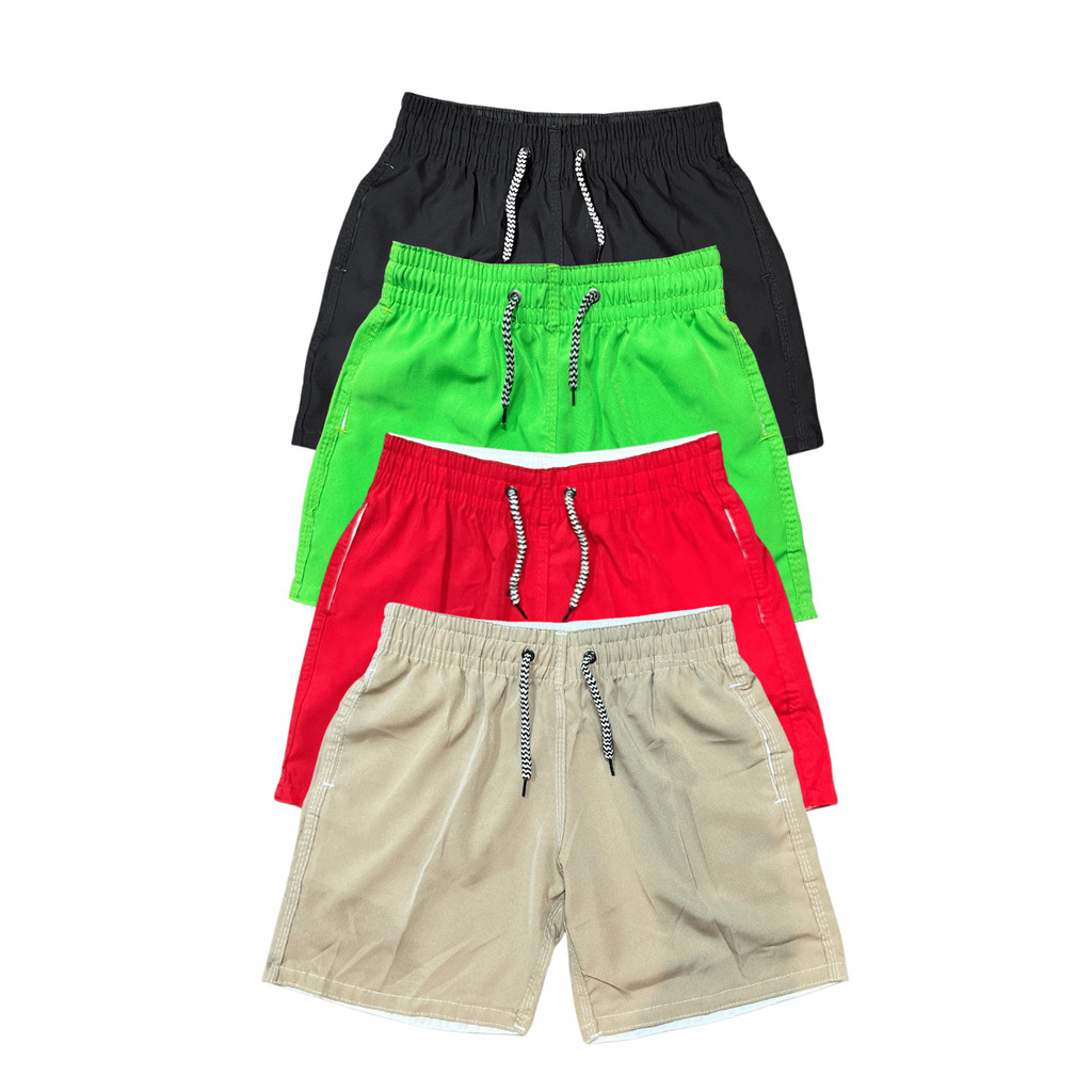 combo 04 shorts tactel c/ elastano menino infantil juvenil praia verão escola esportes variadas