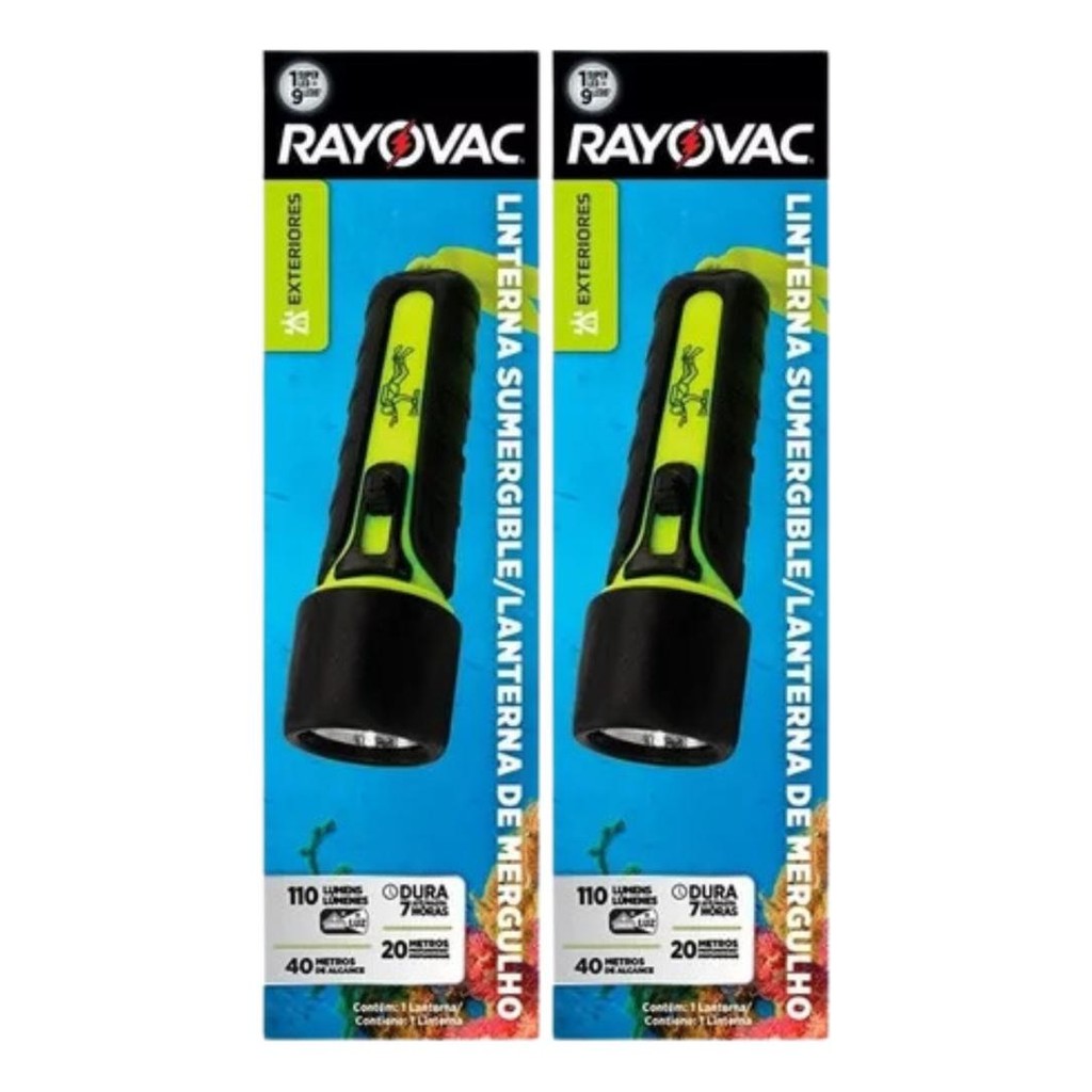 Kit 02 Lanterna De Mergulho Submergível Rayovac Divelight Cor Da Lanterna Preto Cor Da Luz Branco