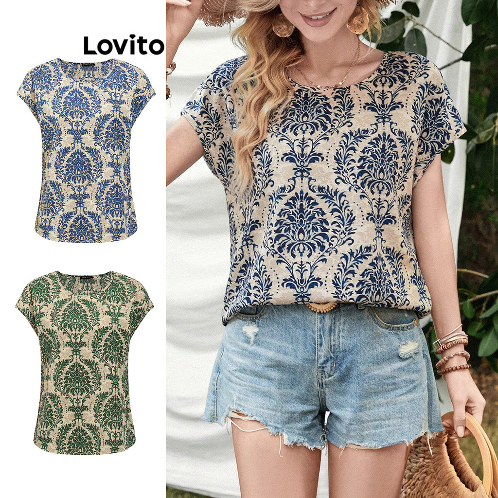 Lovito Blusa Estampada Tribal Boho para Mulheres L86ED247 - Women Clothes