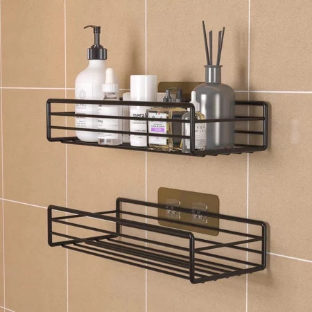 2 Suportes De Parede Disponível COR PRETO Para uso na Lavanderia e Cozinha Com Adesivo em Oferta na Shopee