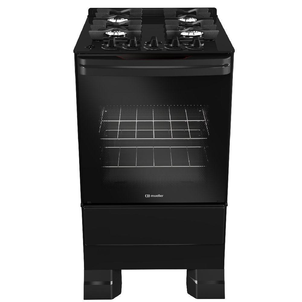 Fogão Mueller 4 Bocas Preto Bivolt Mesa De Vidro Grades Ferro Fundido MFV4BF em Oferta na Shopee
