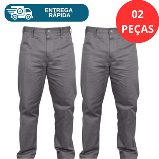 Kit 2 Calça De Brim 1/2 Elástico Uniforme Profissional Para Trabalho Obra Pintor Construção Civil em Oferta na Shopee