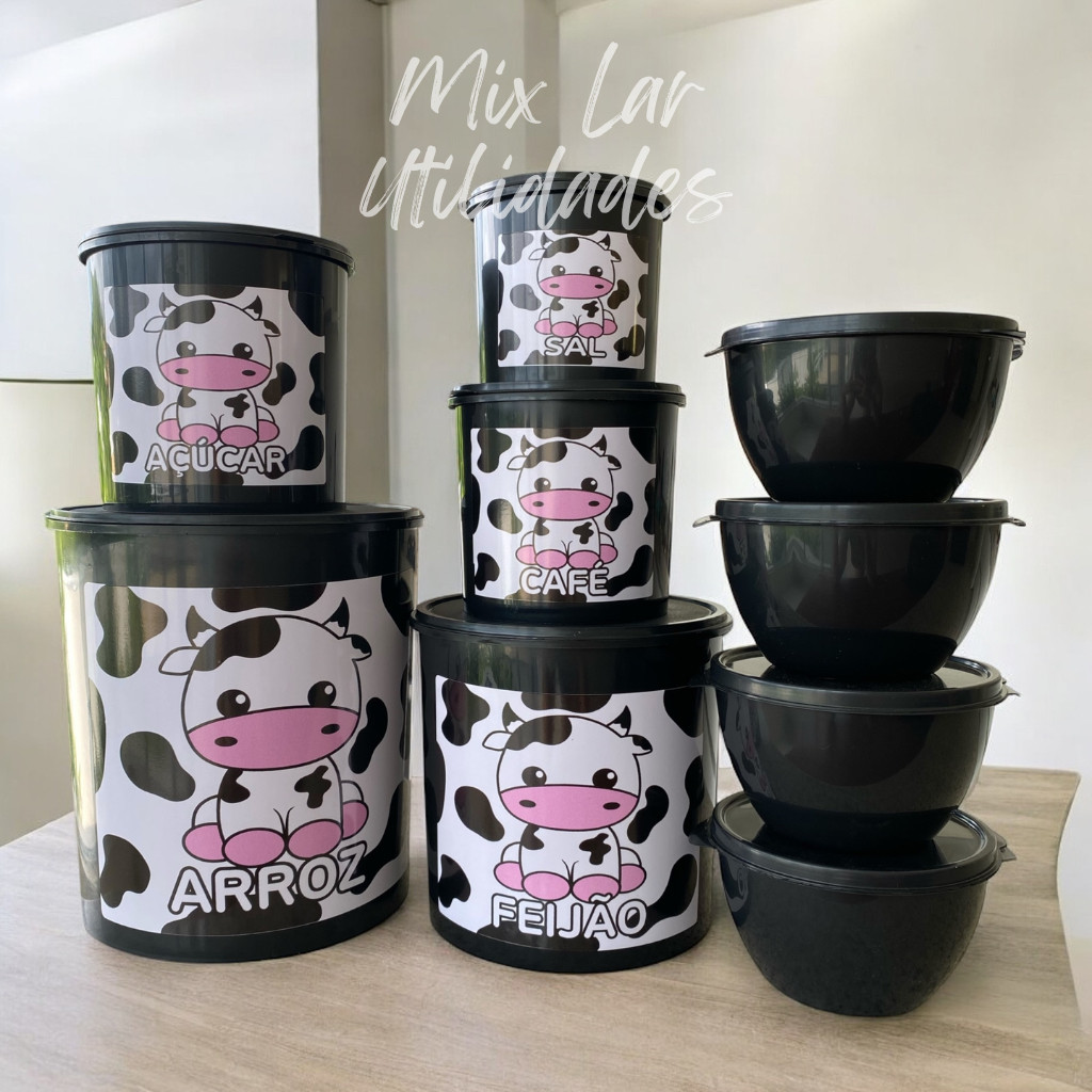 Kit de potes mantimentos para cozinha + 4 potes redondos herméticos boll em Oferta na Shopee