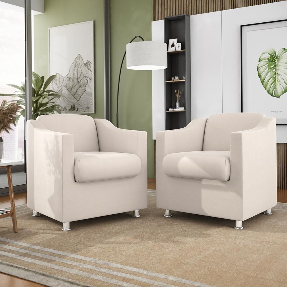 Kit 02 Poltronas Recepção Consultório Suede – Balaqui Decor em Oferta na Shopee