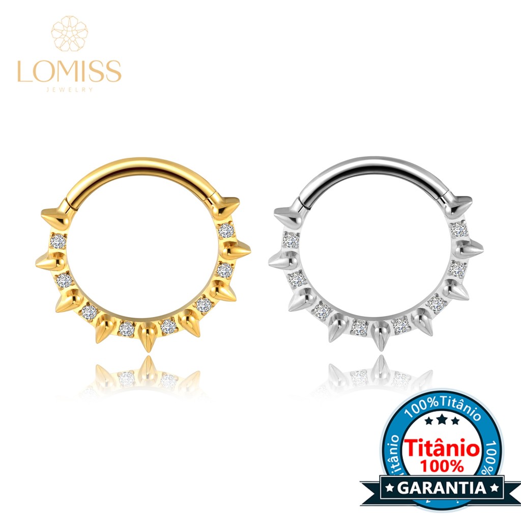 Piercing Septo Rook Conch Nariz Argola Titânio Detalhe Zircônia E Spike em Oferta na Shopee