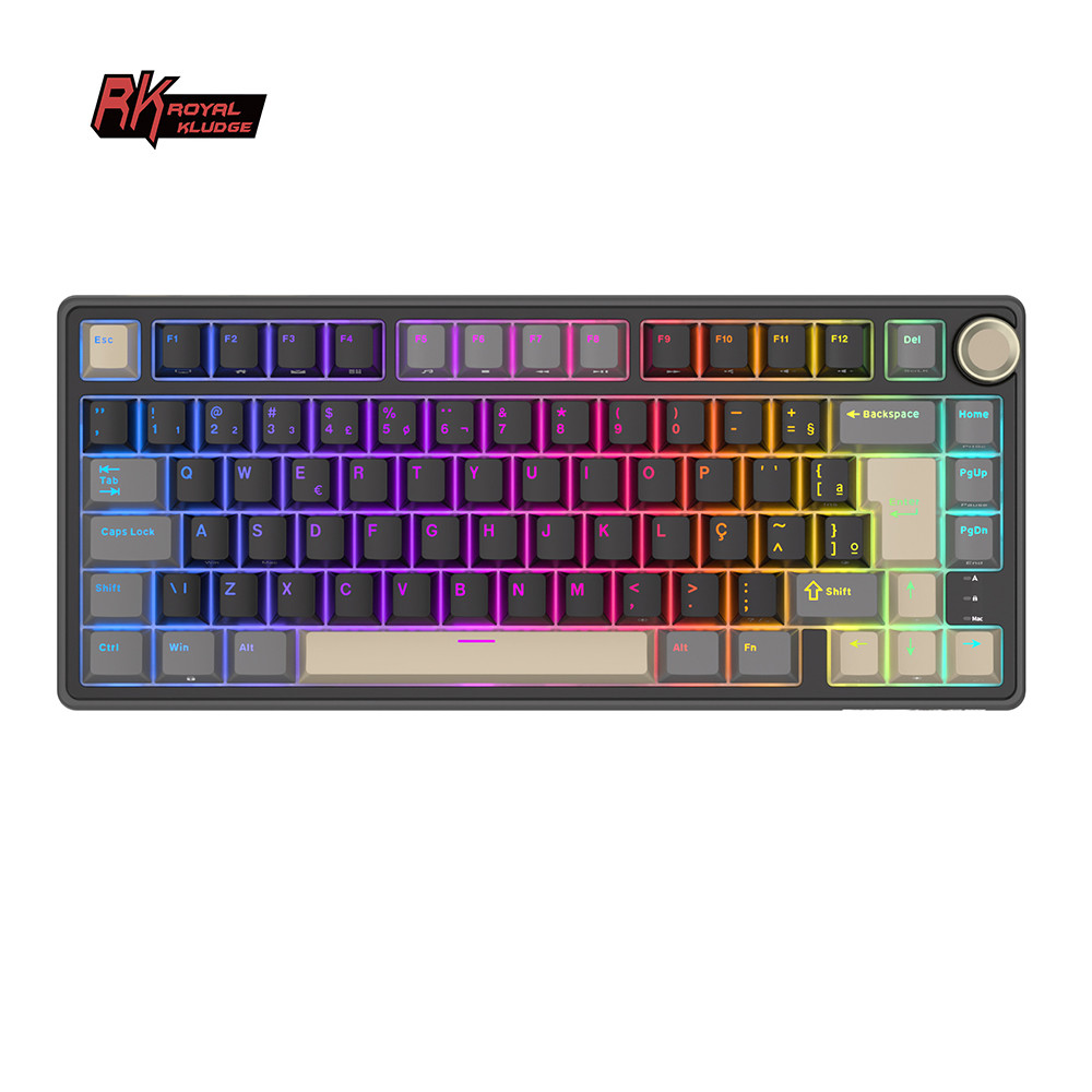 RK Royal Kludge RKR75 Teclado Mecânico Preto Com Fio E Junta Portuguesa em Oferta na Shopee