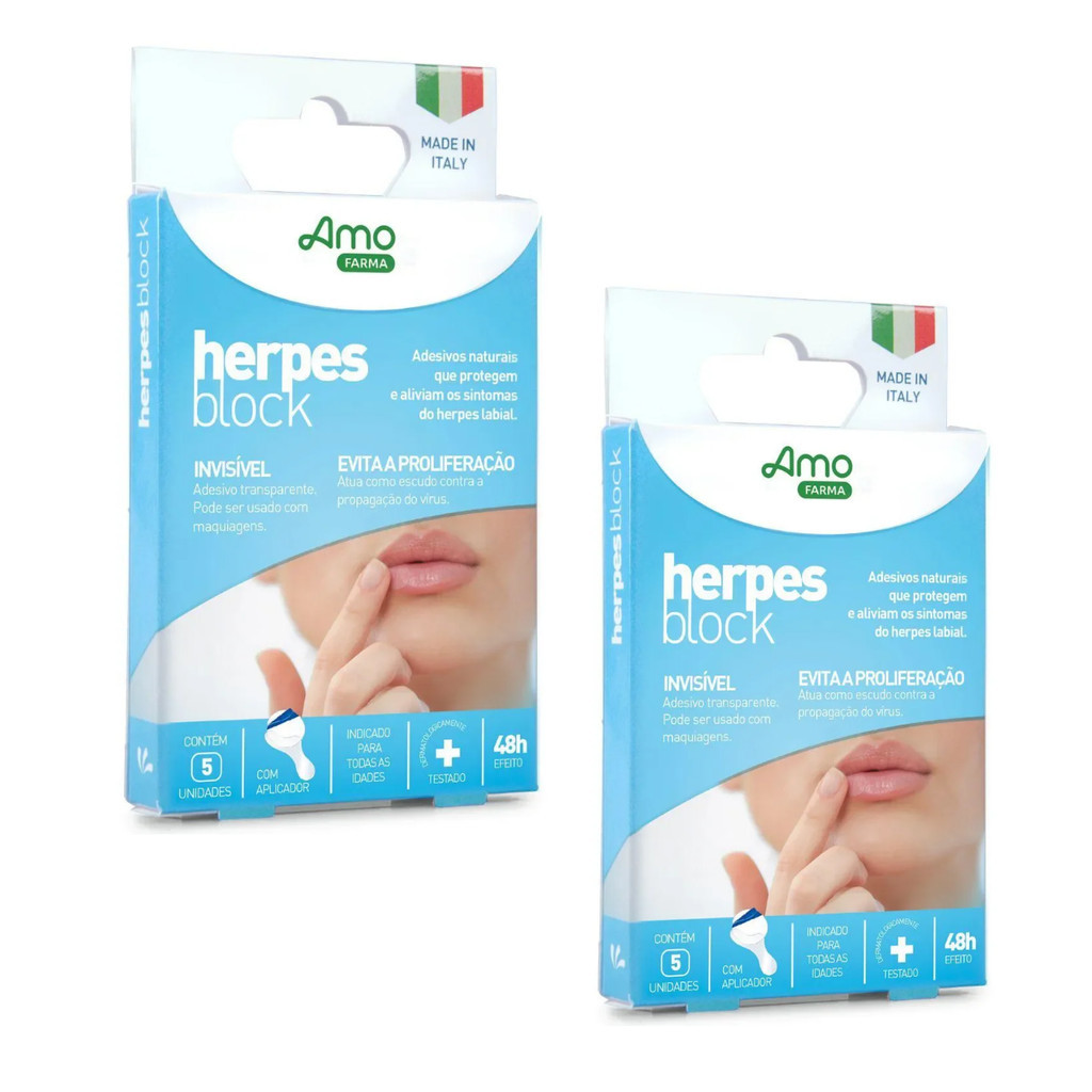 Kit 2 cartelas Adesivo Herpes Block Labial Proteção Dermatológico com 10 adesivos