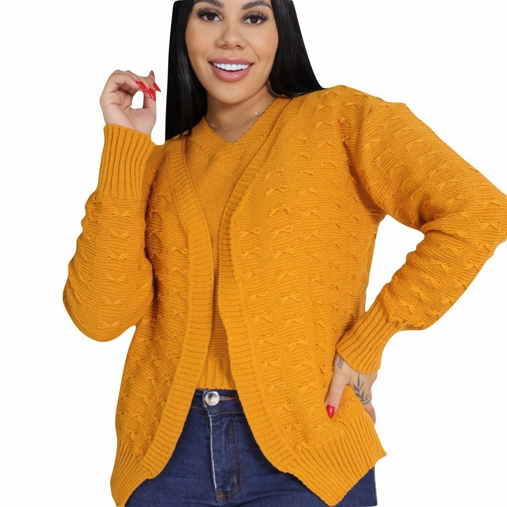 Conjunto Tricot Twinset Casaquinho e Blusa Feminino