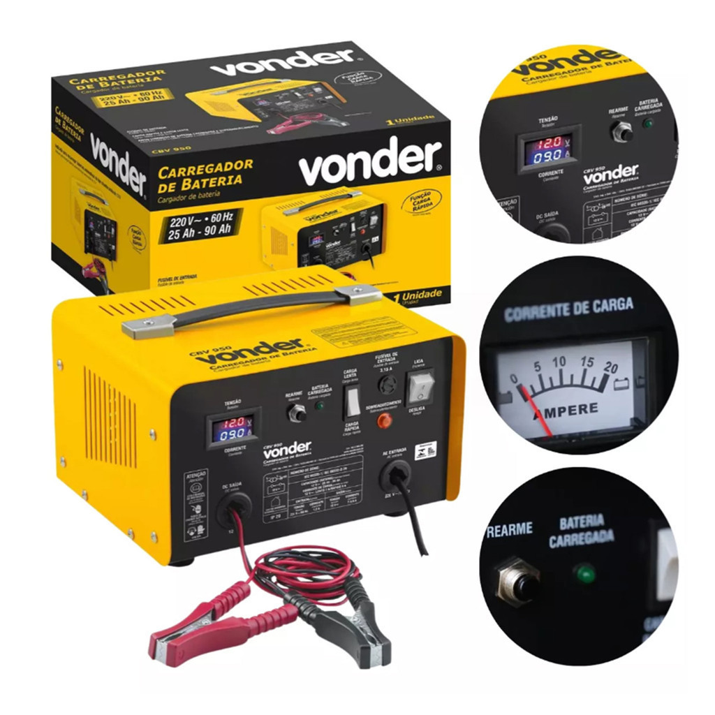Carregador Bateria Automotivo 25-90ah Vonder Cbv 950 12v
