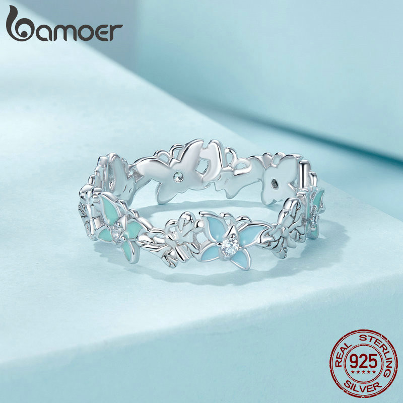 Detalhes do Bamoer 925 Sterling Sliver Ring Butterfly Design Ocasião Diária Jóias De Moda Presentes Para Mulheres
